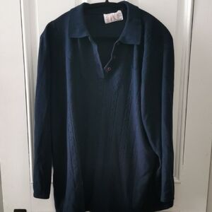 Mens vintage navy merinowool IMAGE collared oldmoney longsleeve sweater. Size XL